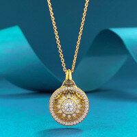 wholesale S925 gold-plated silver Zhuo Zhifan Turn of Fortune Eight Treasures Compass Pendant, Chinese style gold necklace, adjustable-N458 Eight Treasures Compass Pendant [with chain]  925 Silver