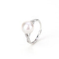 wholesale S925 Sterling Silver Mobius Freshwater Pearl Ring Women, Minimalist Small Niche Design Korean Style Adjustable Open Ring Hand Jewelry-0-4