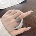 wholesale S925 sterling silver retro trendy new multi-layer line ring, fashionable commuting index finger ring for men and women-0-3