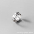 wholesale S925 Sterling Silver Matte Irregular Index Finger Ring with Concave-Convex Surface Minimalist Wide Wave Geometric Ring J9011-0-2
