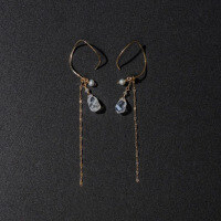 wholesale 925 silver direct sales from the source factory, summer fireworks popular white crystal tassel ear hooks, Korean-style elegant earrings-Lip chain tassel>925 silver