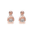 wholesale S925 Sterling Silver & Rose Gold Plated Ear Studs for Women, Dainty and Minimalist Triangle Design, Wholesale-0-4