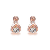 wholesale S925 Sterling Silver & Rose Gold Plated Ear Studs for Women, Dainty and Minimalist Triangle Design, Wholesale-Triangular rose gold earrings (ED006887)  925 silver