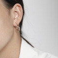 wholesale S925 Sterling Silver Korean Version Ins Minimalist Geometric Rhombus Inlaid Zircon Earrings for Women-0-3