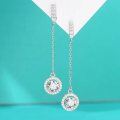 wholesale Metal Material: S925 Cross-border European and American Moissanite Diamond Long Elegant Tassel Earring Luxury Fashion Ear Thread Earrings Round Stud Earrings-0-0