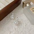 wholesale S925 Sterling Silver Swarovski Pearl Bow Ear Stud Women's Korean New Style Internet Celebrity French High-end Earrings-0-3