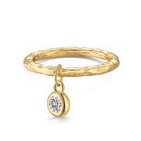 wholesale 925 Sterling Silver Ring for Women with Crinkle Texture Design Pendant Band Minimalist and Elegant Silver Hand Jewelry-Gold DY121385-SG-WH 8