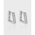 wholesale S925 Sterling Silver Korean Version Ins Minimalist Geometric Trapezoid Inlaid Zircon Textured Ear Clips for Women-0-0