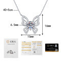 S925 Sterling Silver Cross-Border 1ct Moissanite Butterfly Pendant Necklace Wholesale-0-5