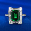 wholesale Silver jewelry new rectangular 2ct simulated emerald 7*9 ultra sparkle high carbon diamond-0-1