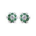 wholesale S925 Silver Green Zircon 1 Carat Floral Bud Stud Earrings, Fashionable and Minimalist Daily Wear Women's Earrings-0-4
