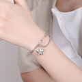 wholesale S925 Sterling Silver Korean-style Chain Linked Star Tassel Charm Goodluck Bracelet-0-3