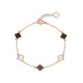 wholesale S925 Sterling Silver Black and White Six-Flower Agate Four-Leaf Clover Bracelet, Fashionable, Light Luxury, Versatile, Niche, High-End Hand Accessory-0-4
