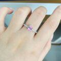 wholesale S925 Sterling Silver Small Pigeon Egg Ring for Women, Minimalist Pink Diamond, Versatile Ins-Style Non-Fading Tiny Ring-0-3