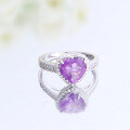wholesale 925 Silver Light Luxury Designer Love Natural Amethyst Ring, Fashionable High-End Elegant Natural Gemstone Ring-0-1