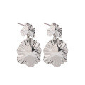 wholesale 925 Sterling Silver Minimalist Advanced Style Lotus Leaf Earrings for Women, Small Design Stud Earrings, Light Luxury Elegant Ear Accessories-0-4