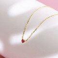 wholesale 10K Gold Minimalist Versatile Natural Rubellite Mini Heart Necklace for Layering Japanese Light Jewelry-0-1