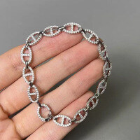 wholesale S925 Silver New Zhu Zhifan Jewelry Pig Nose Bracelet Full Diamond Personality Fashion Generous in S Ming Yuan Style-B079 Pig Nose Bracelet 925 Silver