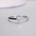 wholesale S925 Silver Heart Moissanite Ring, Light Luxury Two-Tone Shank Design, Non-Fading Women's Ring, Hot Selling in Stock-0-2