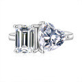 wholesale S925 Sterling Silver Cross-Border Wholesale Heart-Shaped Pear-Cut High-End Luxury Moissanite Ring Women's Silver Jewelry Accessories Men's-0-2