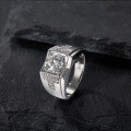 wholesale S925 Sterling Silver Elegant Men's Ring with 2-Carat Moissanite, Light Luxury High-End Sense Jewelry, European and American Wholesale-0-2