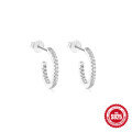 wholesale 925 Sterling Silver C-Shaped Wave Single Row Diamond Accent Earrings, Cross-Border Hot Seller, Classic Versatile Irregular Hoops-0-4