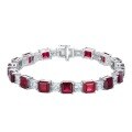wholesale S925 silver new style 7*7 ruby square full diamond bracelet for women, personalized vintage charm-0-4