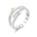 wholesale S925 sterling silver and resin niche design adjustable open-ended couple rings with natural branch-inspired live setting-0-3