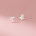 wholesale S925 Sterling Silver Ribbon Bow Ear Studs Sweet Bow Line Twist Screw Helix Earrings M06683-0-0