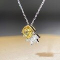wholesale S925 Sterling Silver Women's Yellow Diamond Pendant Ice Flower Cut Square Bezel Necklace, Simple and Versatile Fashion Collarbone Chain High-End Silver Jewelry-0-1