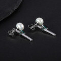 wholesale S925 Sterling Silver Fashionable Light Luxury Natural Freshwater Pearl Earrings with Natural Green Agate Ear Studs-0-2
