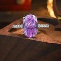 wholesale S925 Sterling Silver High Carbon Diamond Purple Diamond 8*12mm Oval Radiant Ring for Men and Women Cross-Border-0-0