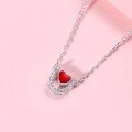 wholesale S925 Sterling Silver Heart-shaped U-shaped Two-in-One Pendant Necklace for Women, Fashionable, High-end, Korean Style, Minimalist, Niche, Versatile-0-1