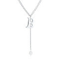 wholesale S925 Sterling Silver Korean Style Minimalist B Letter Chain Tassel Pearl Versatile Small Design Sense Necklace-0-4