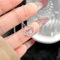 wholesale S925 Sterling Silver Auspicious Ruyi Dynamic Heart Necklace for Women, Peace Lock, Fashionable and Luxurious, Exquisite National Trend Design Pendant Necklace-0-1