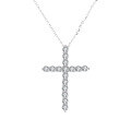 wholesale S925 Sterling Silver Cross Pendant with Moissanite and Full Diamond, Fashionable and Versatile Necklace for European and American Foreign Trade-0-4