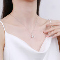 Sterling Silver Moissanite Necklace, 1ct Round Halo Pendant Chain-0-1