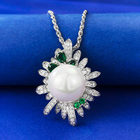 wholesale S925 silver jewelry, European and American new style, 12mm pearl necklace pendant for women, luxury light style, daily fashion wholesale-N310 Pearl Necklace [with chain]  925 Silver