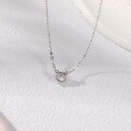 wholesale 925 Sterling Silver Minimalist Single Diamond Necklace for Women, Light Luxury and Unique Design, One Zircon Pendant Collarbone Chain-0-2