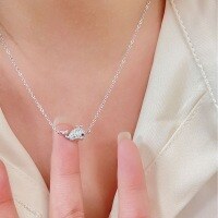 wholesale S925 Sterling Silver Whale Full Inlaid Zircon Necklace Fashion Niche Design Commuting Versatile Collarbone Chain Jewelry-Whale Born With You Necklace 925 Silver