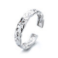 wholesale S925 sterling silver irregular concave-convex foil texture open ring Korean-style ins niche design band-0-4