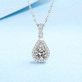 wholesale PT950 plated 925 sterling silver moissanite necklace for women, teardrop pendant, high-end elegant collarbone chain, in stock-0-6