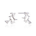 wholesale S925 sterling silver cross-border creative design fashionable earrings, European and American style small witch broom earrings for women-0-5