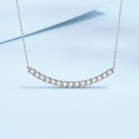 wholesale S925 Silver Smiley Face Necklace for Women, Korean Style Fashion Collarbone Chain Pendant with Versatile Moissanite Simulated Diamond-45 point Moissanite 925 silver