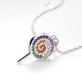 wholesale S925 Sterling Silver Lollipop Rainbow Candy Necklace with Swarovski Elements and Colorful Zirconia, Trendy Korean Micro-Paved Style-0-1