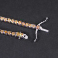 wholesale S925 sterling silver gold-plated champagne moissanite tennis bracelet 3/4/5mm hip-hop colored bracelet-0-1