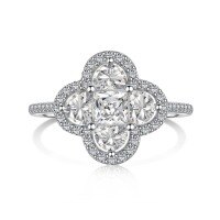wholesale S925 Sterling Silver Women's Ring with Heart-Shaped Four-Leaf Clover Zircon and Detachable Design, Small Luxury-DY120712-SW-WH 5