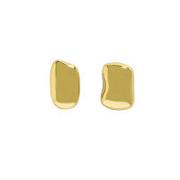wholesale S925 pure silver asymmetrical earrings for women, Korean version, ins design, minimalist, irregular, glossy, bread-textured-18K gold [with sterling silver ear plugs]  925 silver