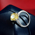 wholesale A 925 silver-set 4ct fancy vivid yellow high-carbon diamond ring with 9*13 dimensions in Euro-American style lightweight luxury for women-0-2