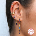 wholesale S925 Sterling Silver Geometric Waterdrop Crystal Ear Climber Earrings, Minimalist Style-0-2